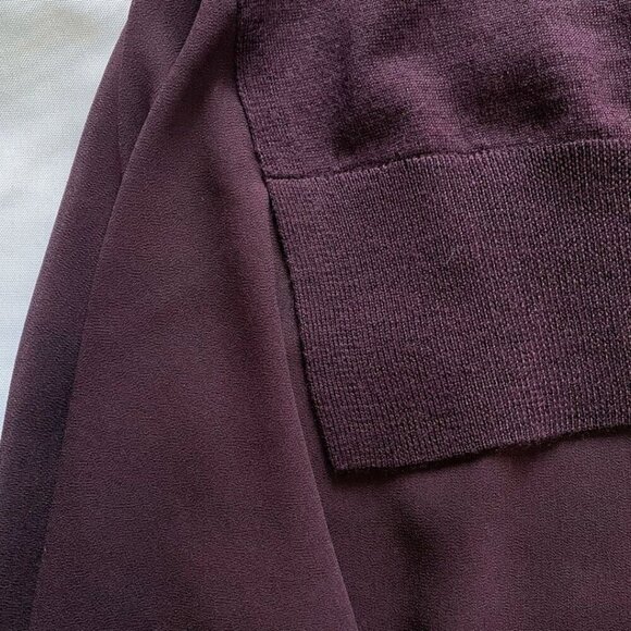 ALLSAINTS LIBBY PLUM 100% MERINO WOOL CONTRAST CHIFFON HEM SWEATER TOP - XS - Picture 9 of 11